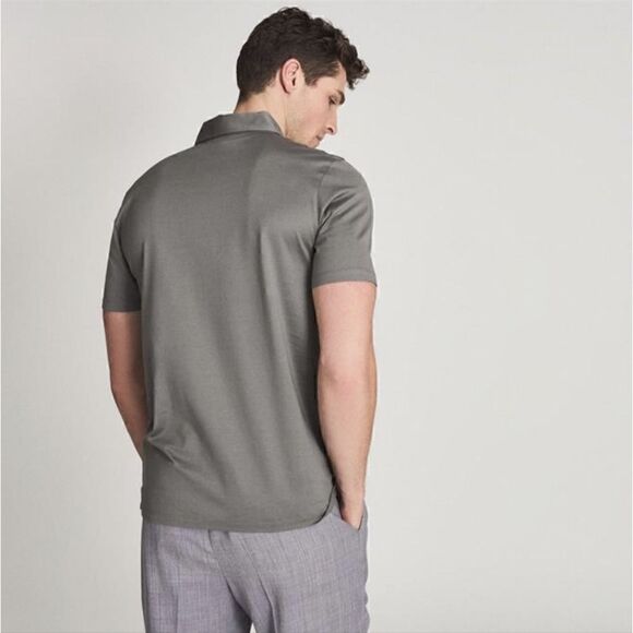 REISS Men's Elliot Egyptian Cotton Sage Green Pocket Polo T-Shirt Size XL - Picture 2 of 8